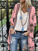 Strickjacken Strickjacke mit mittellangen Ärmeln und Vintage-Print